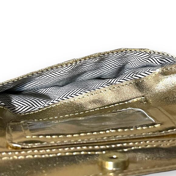 Steve Madden Double Zip Wristlet Clutch Tan Black Yellow - Picture 5 of 7